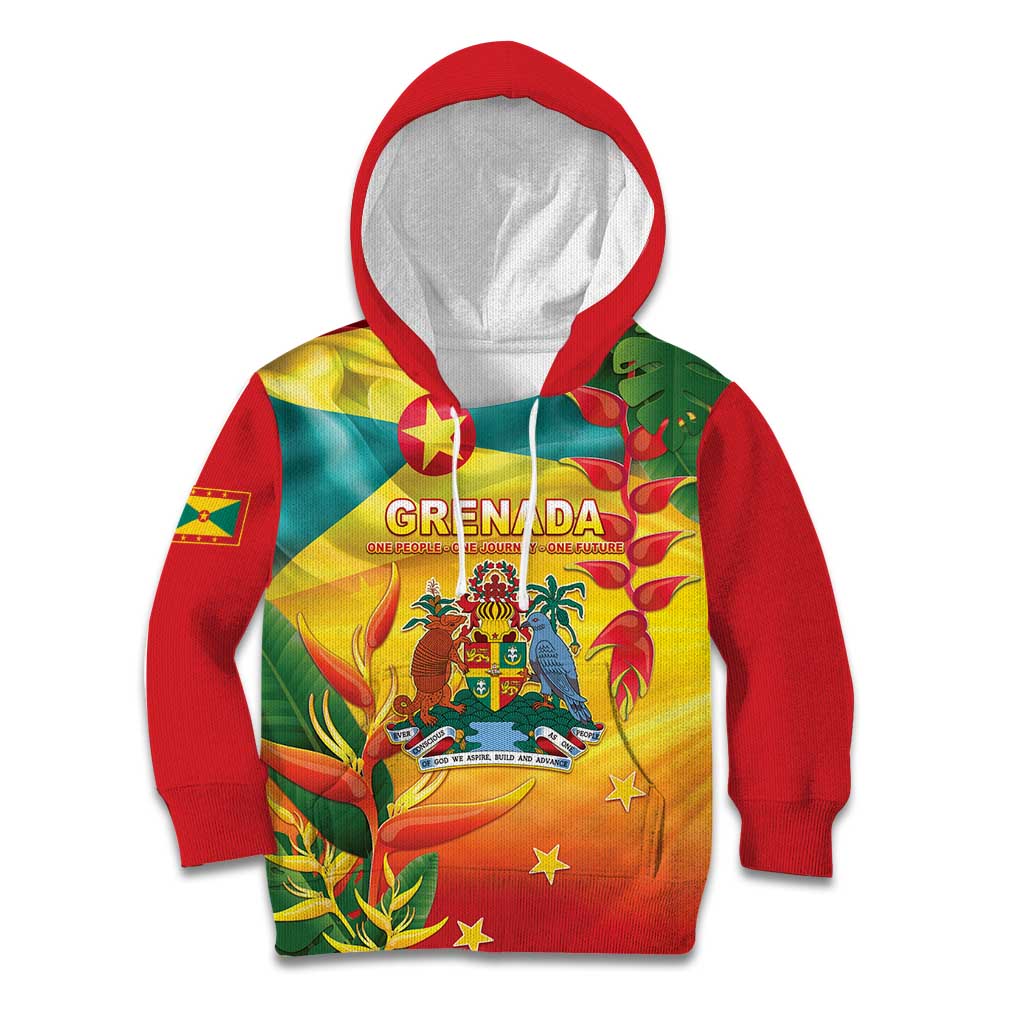 Grenada Kid Hoodie Gwenad Flag With Heliconia Lobster Claws