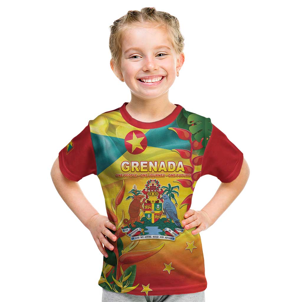 Grenada Kid T Shirt Gwenad Flag With Heliconia Lobster Claws