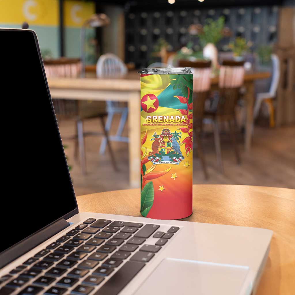 Grenada Skinny Tumbler Gwenad Flag With Heliconia Lobster Claws