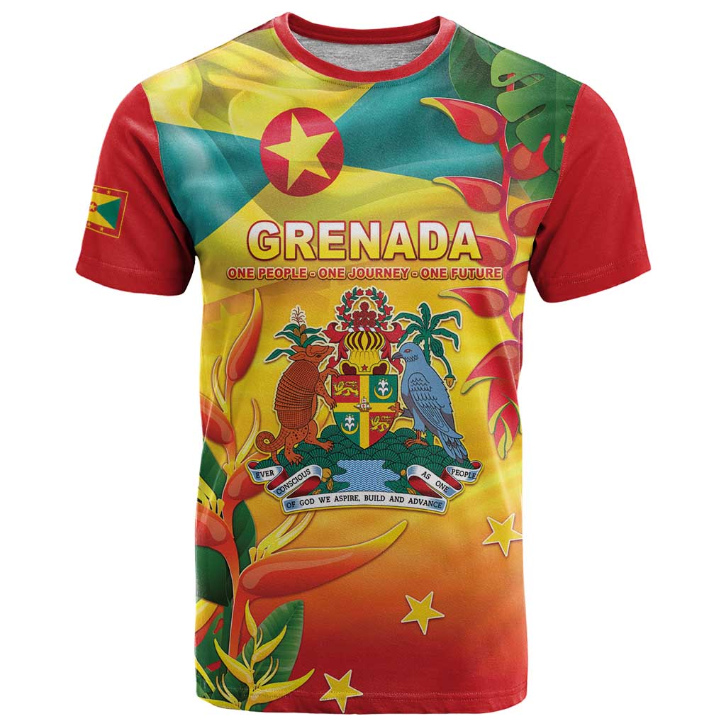 Grenada T Shirt Gwenad Flag With Heliconia Lobster Claws