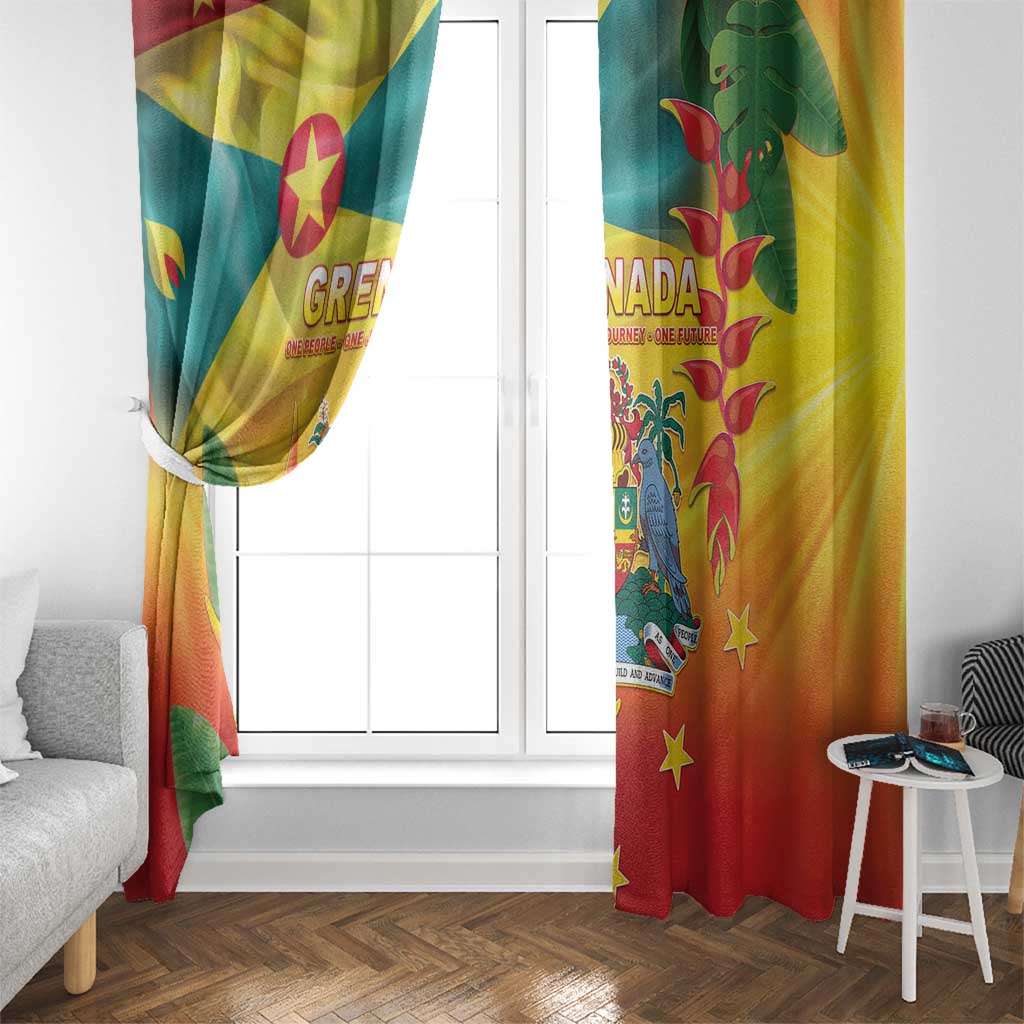 Grenada Window Curtain Gwenad Flag With Heliconia Lobster Claws