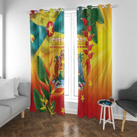 Grenada Window Curtain Gwenad Flag With Heliconia Lobster Claws