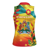 Grenada Women Sleeveless Polo Shirt Gwenad Flag With Heliconia Lobster Claws