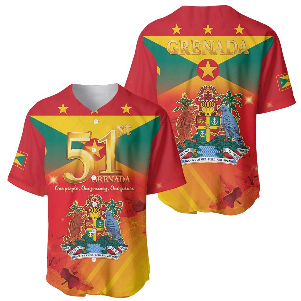 Happy 51st Independence Day Grenada Baseball Jersey One People One Journey One Future