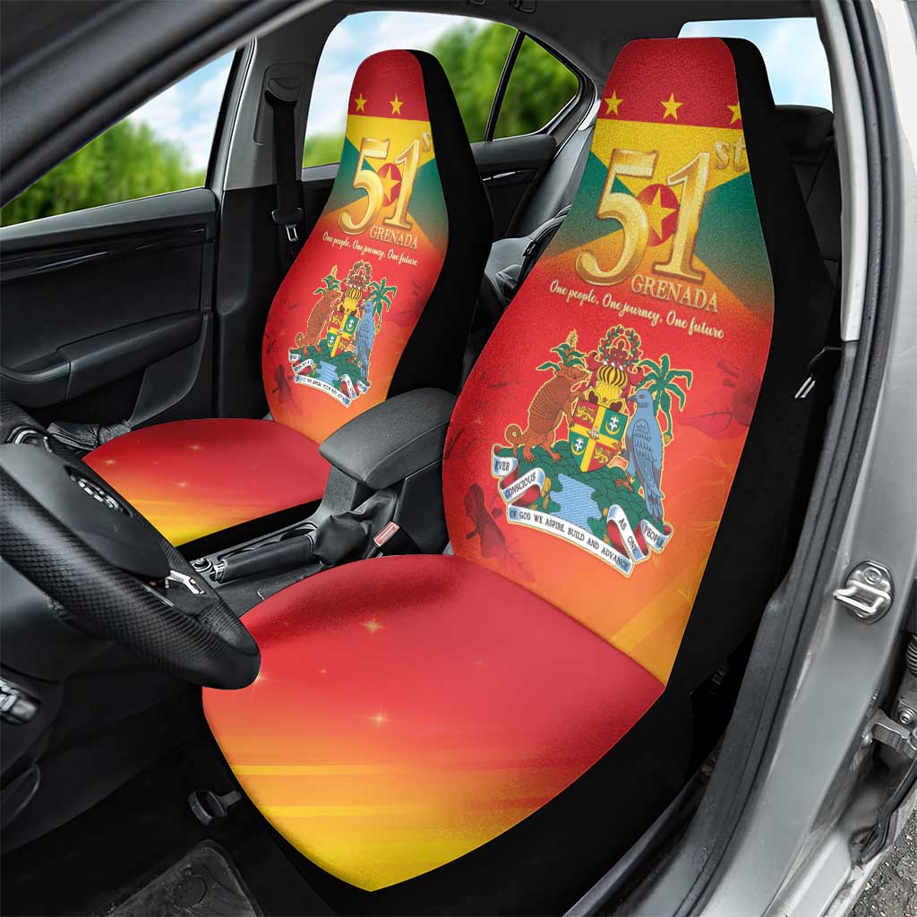 Happy 51st Independence Day Grenada Car Seat Cover One People One Journey One Future