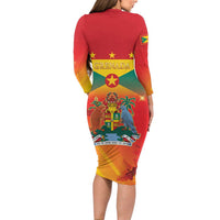 Happy 51st Independence Day Grenada Long Sleeve Bodycon Dress One People One Journey One Future