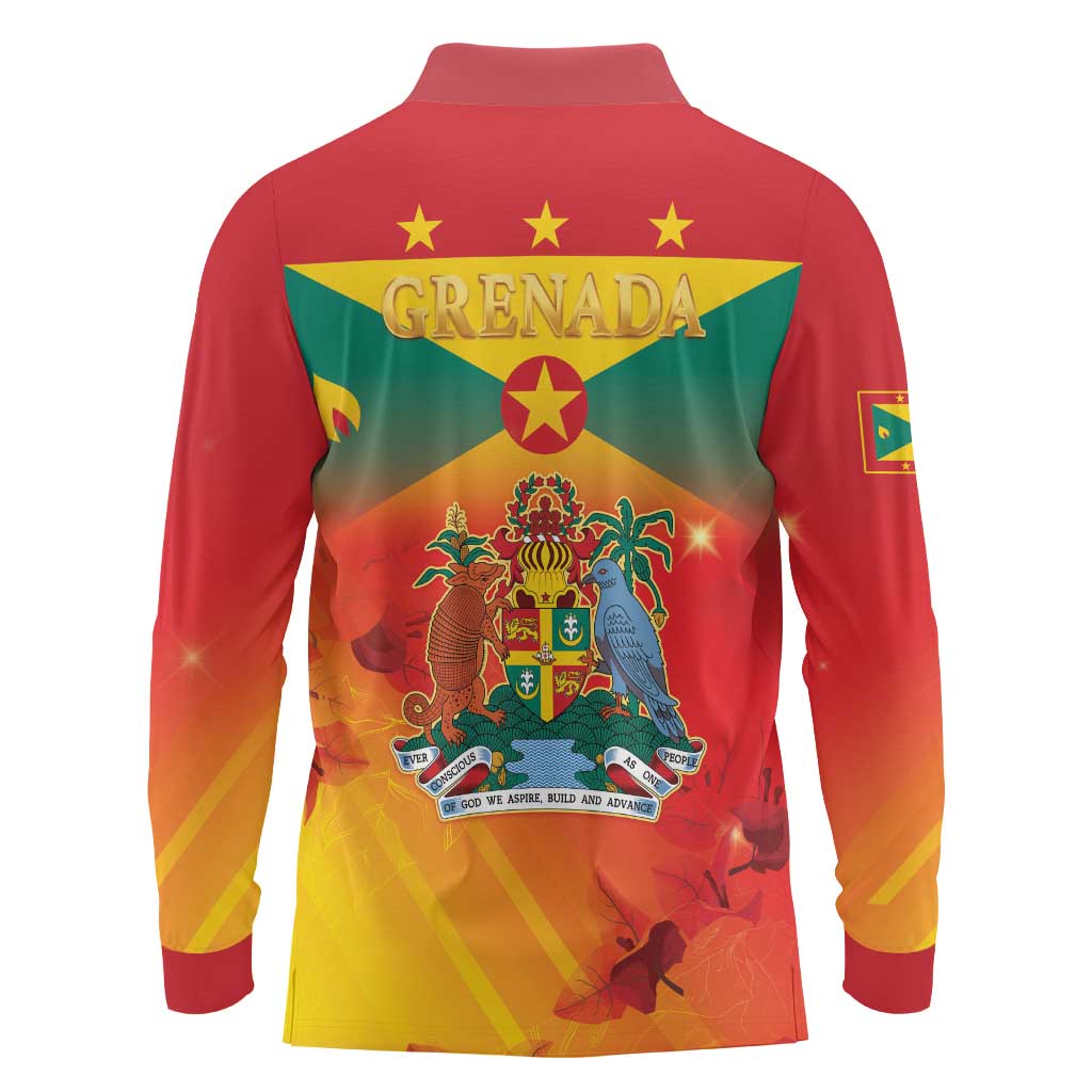 Happy 51st Independence Day Grenada Long Sleeve Polo Shirt One People One Journey One Future