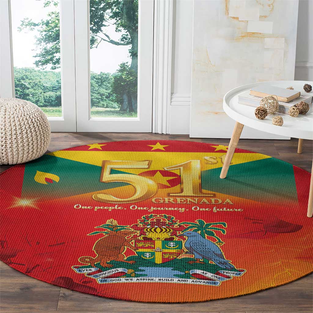 Happy 51st Independence Day Grenada Round Carpet One People One Journey One Future