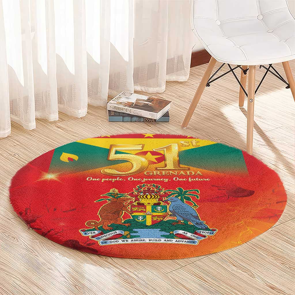 Happy 51st Independence Day Grenada Round Carpet One People One Journey One Future