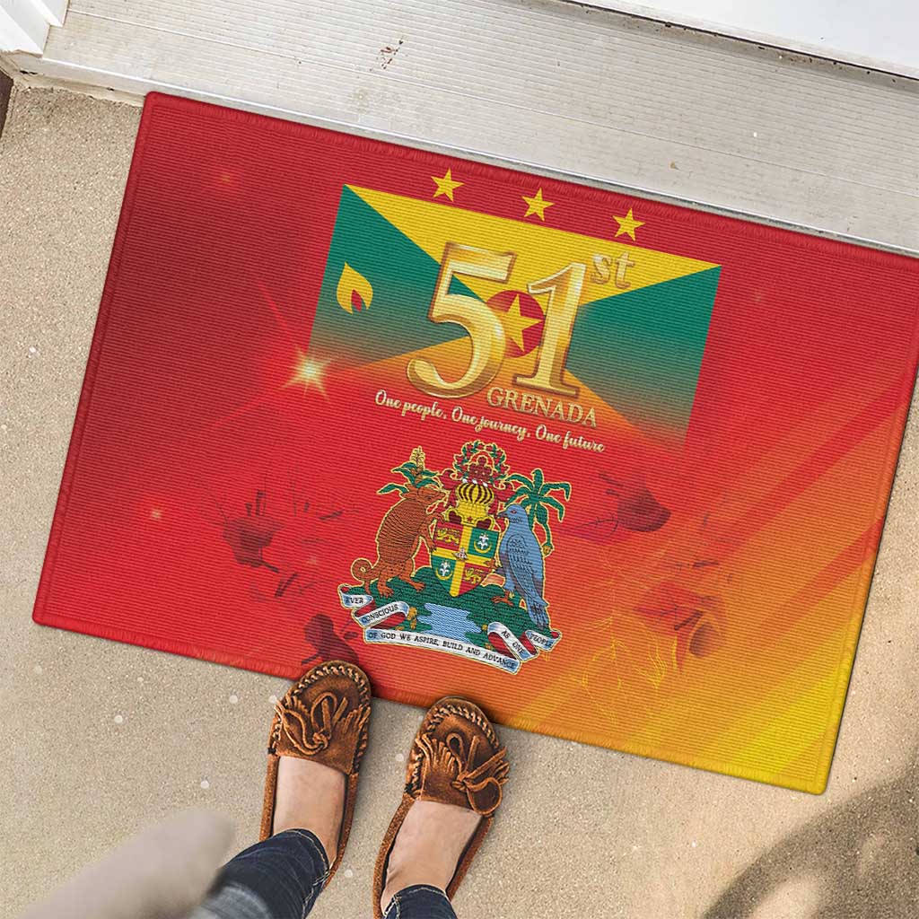 Happy 51st Independence Day Grenada Rubber Doormat One People One Journey One Future