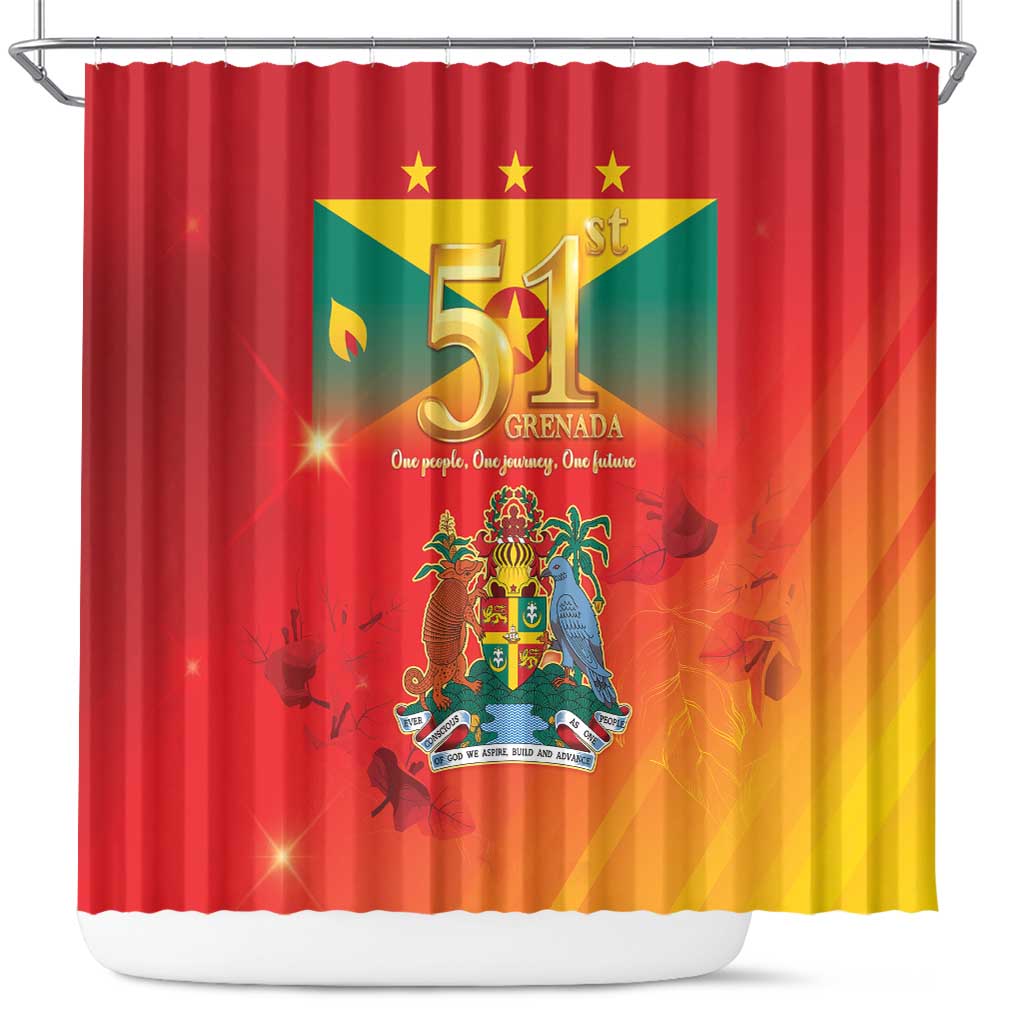 Happy 51st Independence Day Grenada Shower Curtain One People One Journey One Future