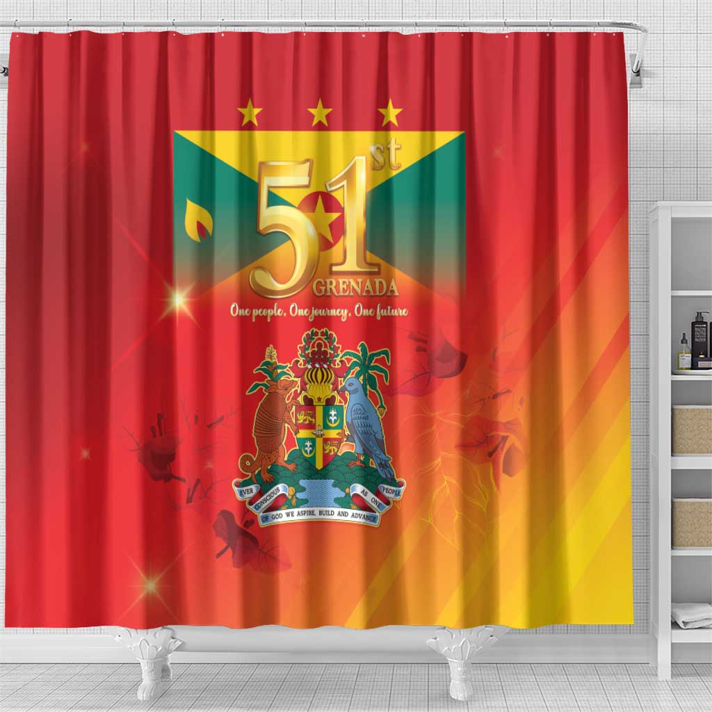 Happy 51st Independence Day Grenada Shower Curtain One People One Journey One Future