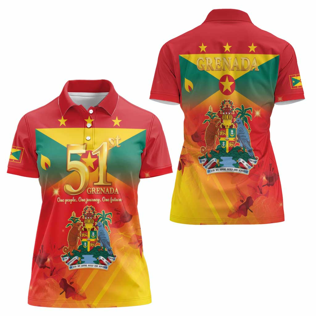 Happy 51st Independence Day Grenada Women Polo Shirt One People One Journey One Future
