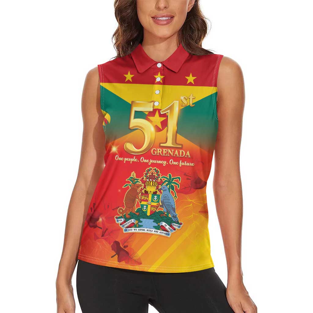 Happy 51st Independence Day Grenada Women Sleeveless Polo Shirt One People One Journey One Future