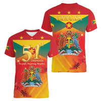 Happy 51st Independence Day Grenada Women V-Neck T-Shirt One People One Journey One Future