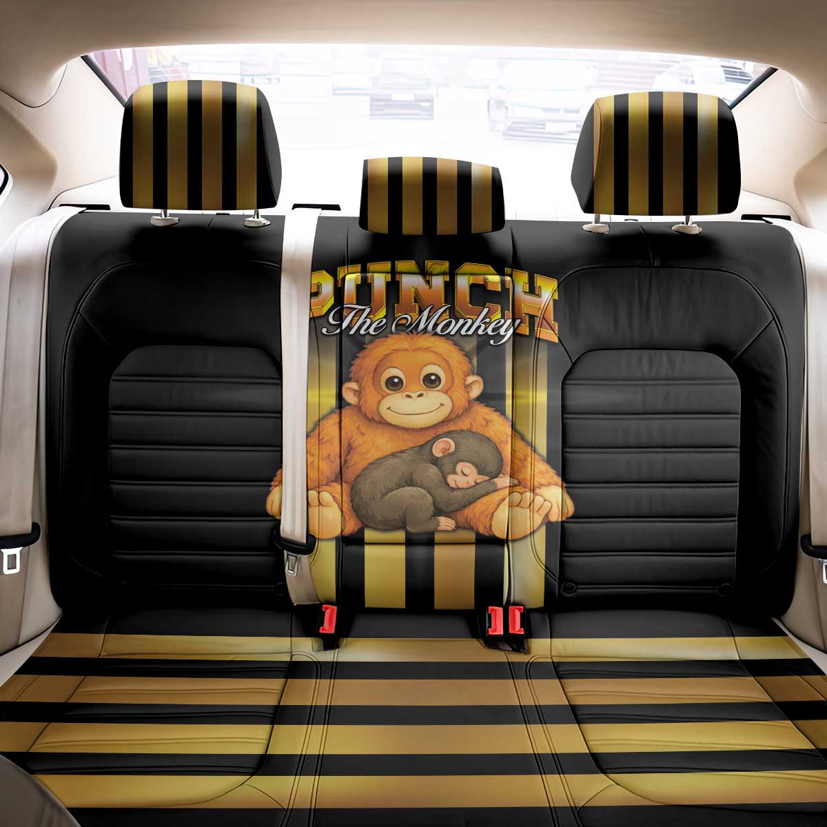 Punch The Monkey Back Car Seat Cover Team Punch Monkey