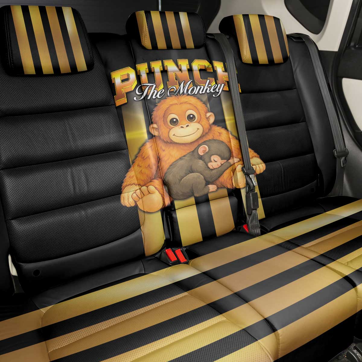 Punch The Monkey Back Car Seat Cover Team Punch Monkey