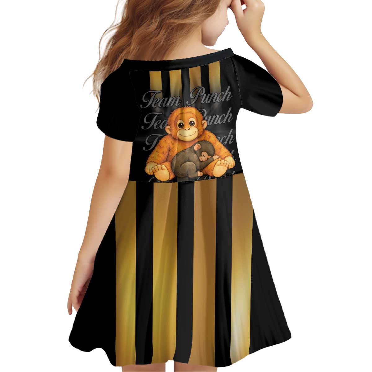 Punch The Monkey Kid Short Sleeve Dress Team Punch Monkey