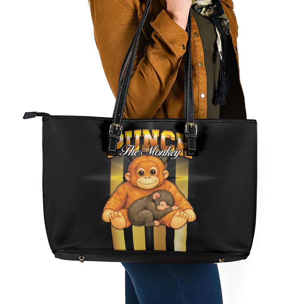 Punch The Monkey Leather Tote Bag Team Punch Monkey