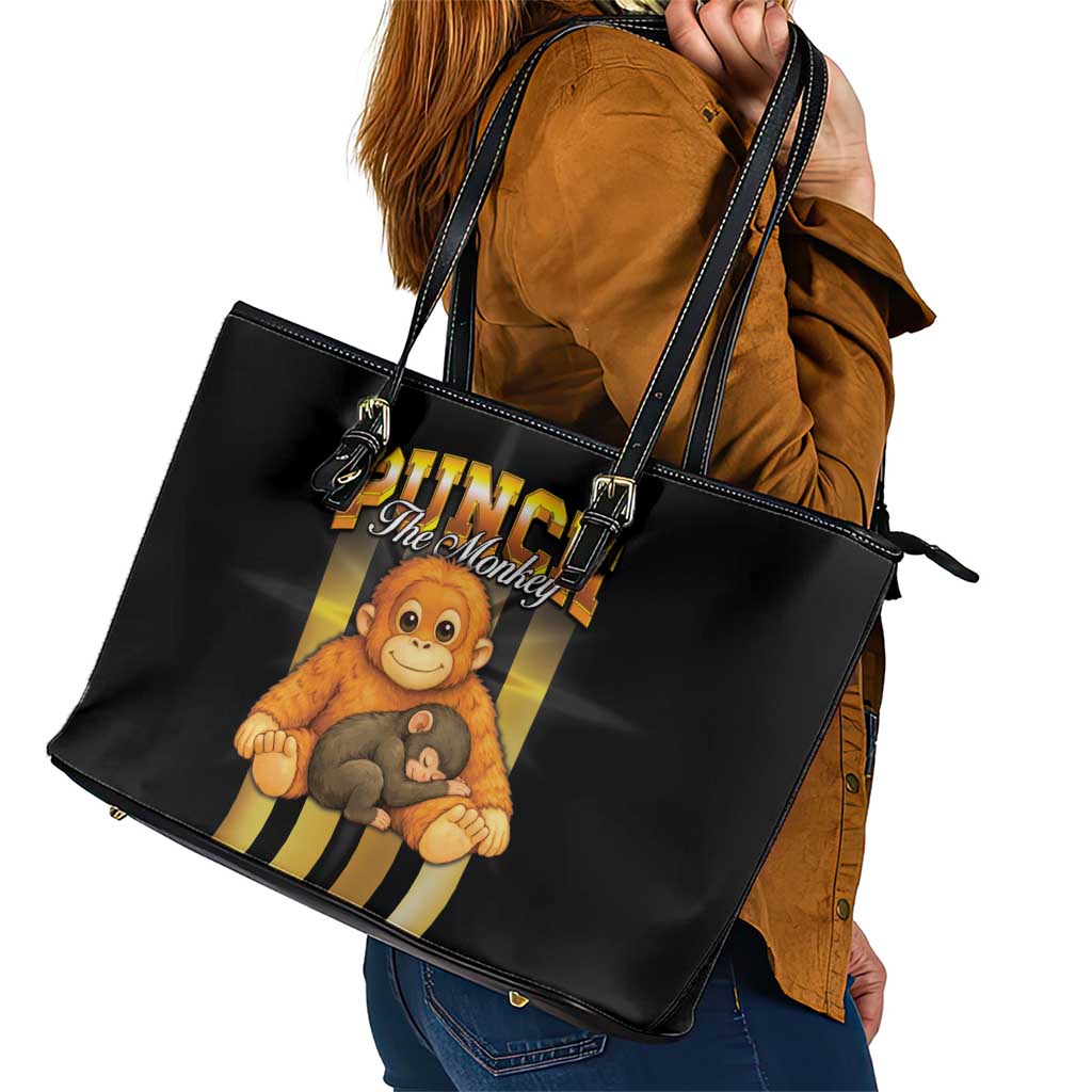 Punch The Monkey Leather Tote Bag Team Punch Monkey