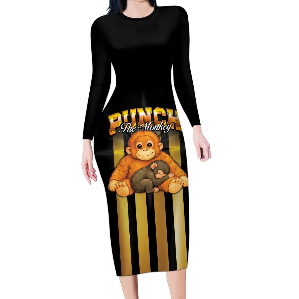Punch The Monkey Long Sleeve Bodycon Dress Team Punch Monkey