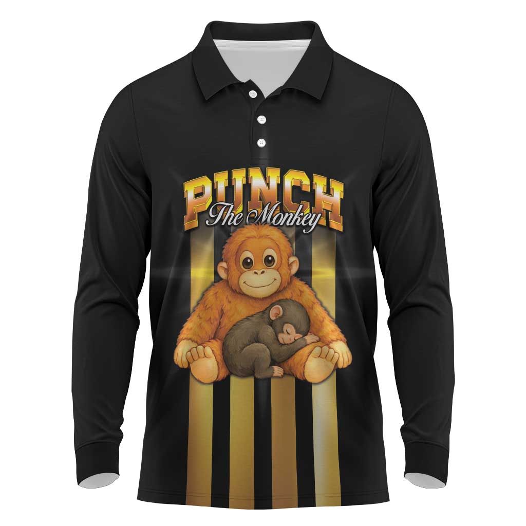 Punch The Monkey Long Sleeve Polo Shirt Team Punch Monkey