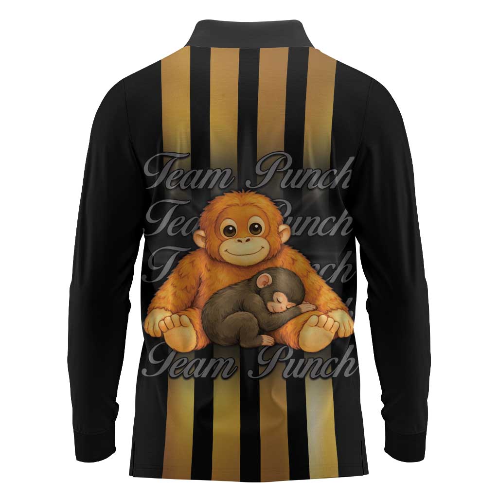Punch The Monkey Long Sleeve Polo Shirt Team Punch Monkey
