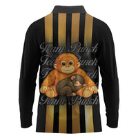 Punch The Monkey Long Sleeve Polo Shirt Team Punch Monkey