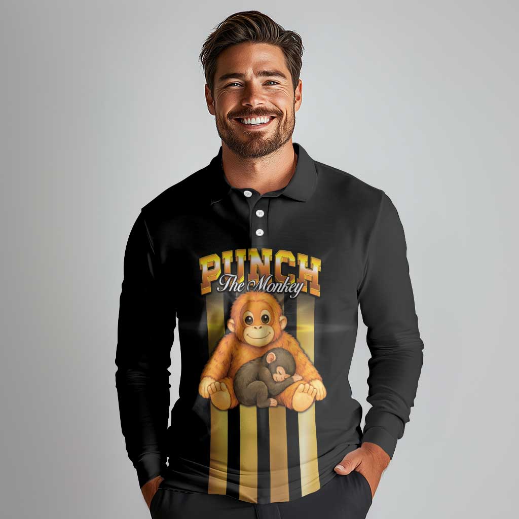 Punch The Monkey Long Sleeve Polo Shirt Team Punch Monkey