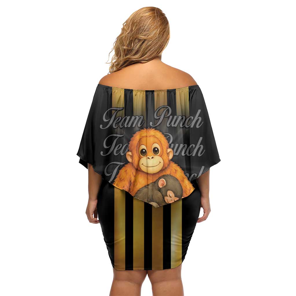 Punch The Monkey Off Shoulder Short Dress Team Punch Monkey