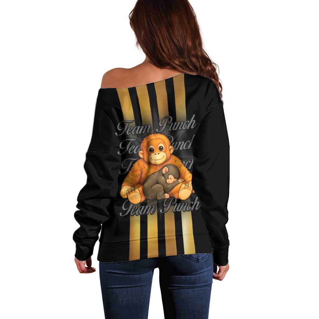 Punch The Monkey Off Shoulder Sweater Team Punch Monkey