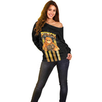 Punch The Monkey Off Shoulder Sweater Team Punch Monkey