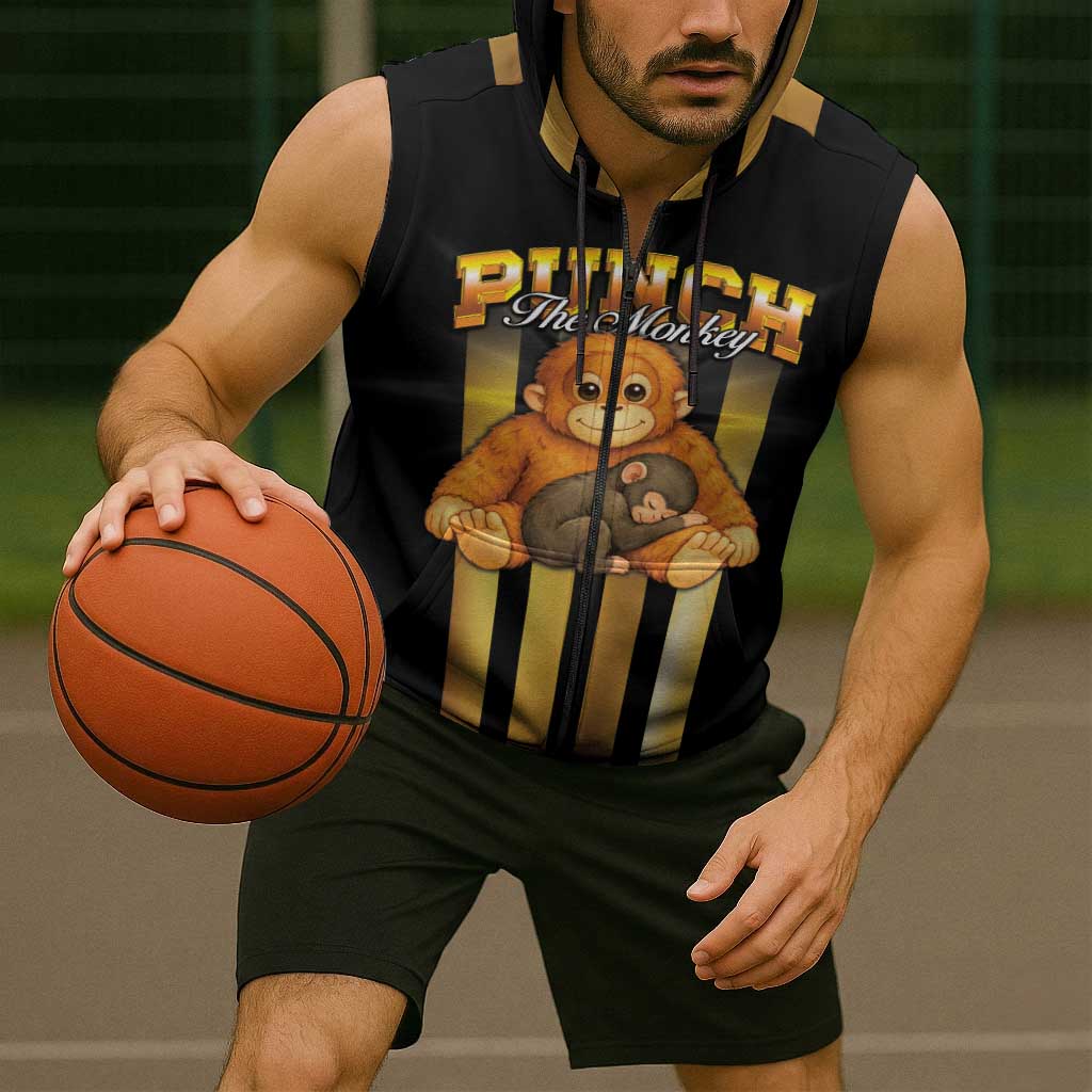Punch The Monkey Sleeveless Zip Hoodie Team Punch Monkey