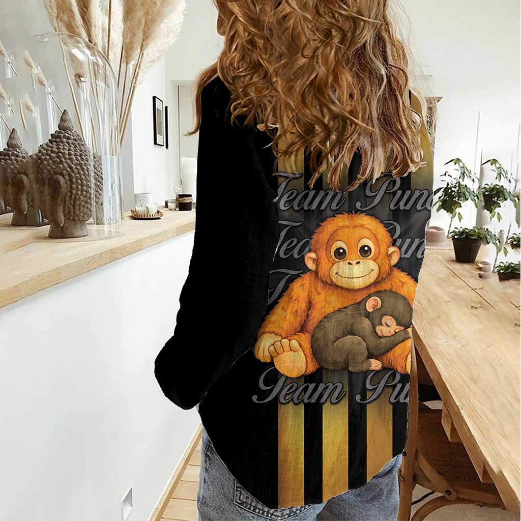 Punch The Monkey Women Casual Shirt Team Punch Monkey