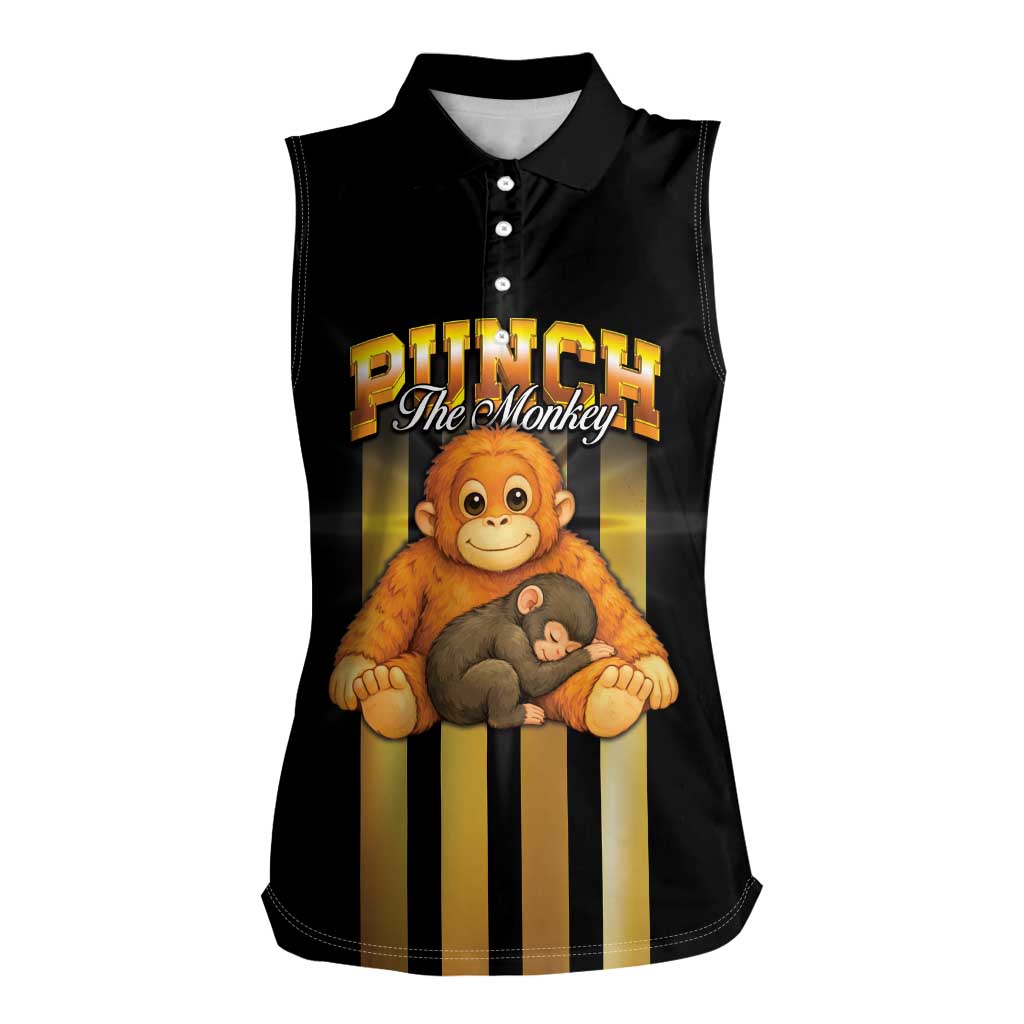 Punch The Monkey Women Sleeveless Polo Shirt Team Punch Monkey