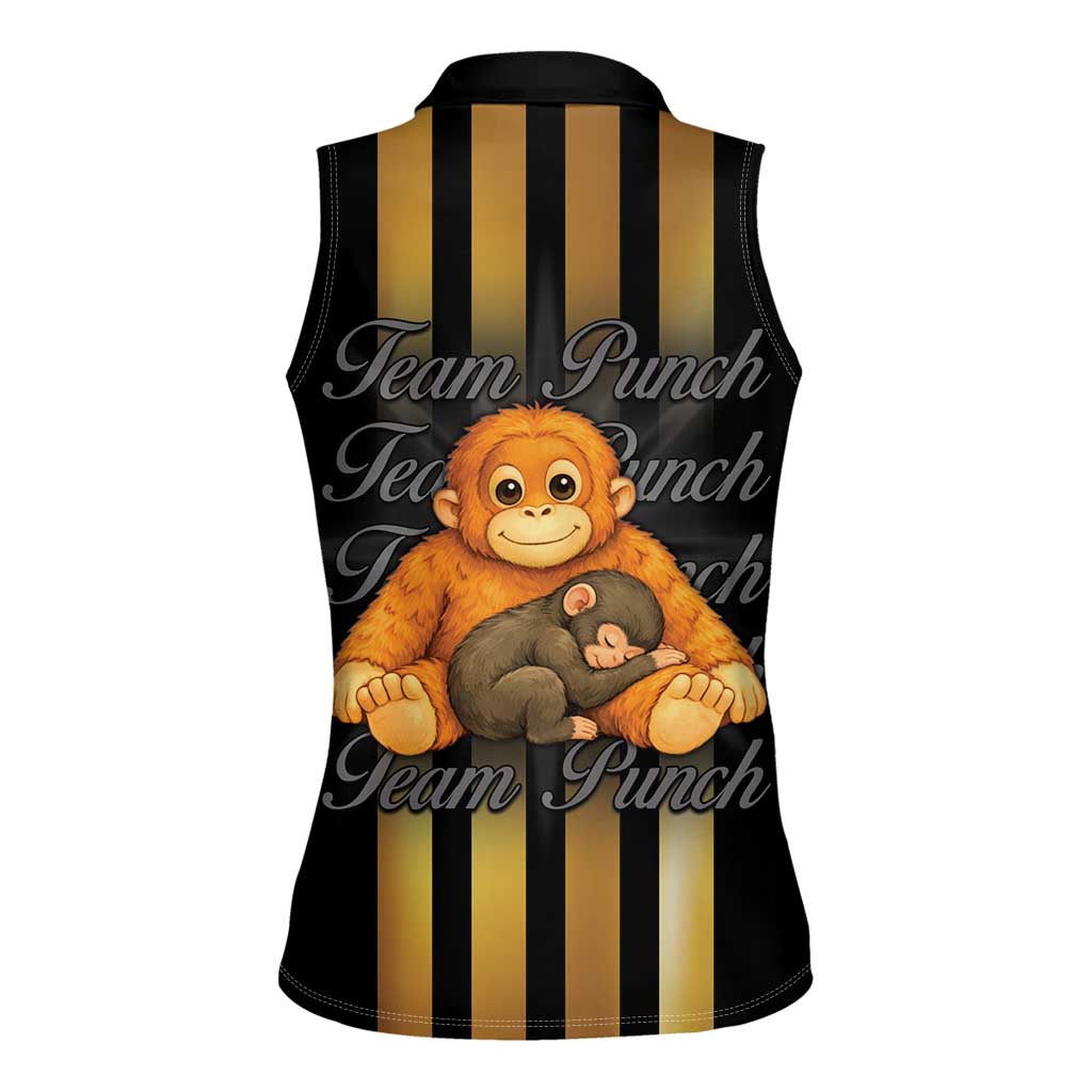 Punch The Monkey Women Sleeveless Polo Shirt Team Punch Monkey