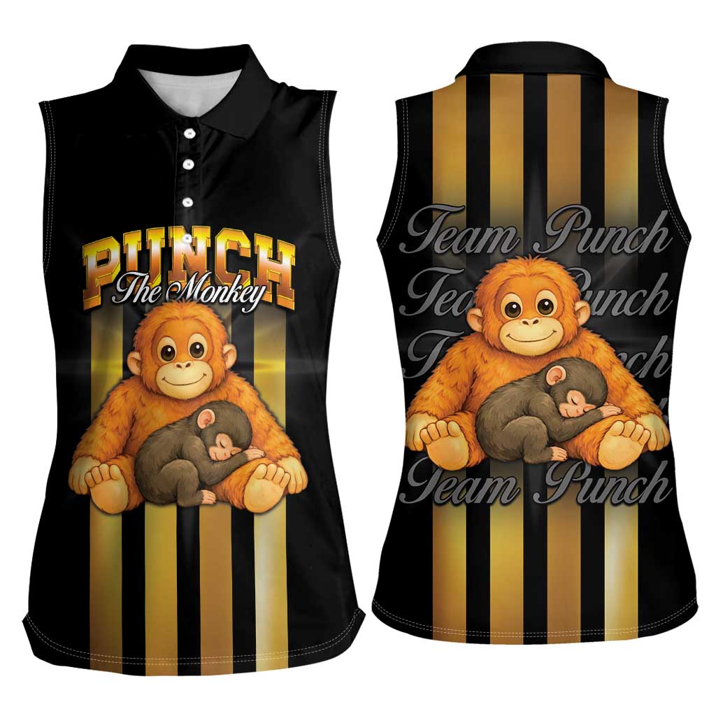 Punch The Monkey Women Sleeveless Polo Shirt Team Punch Monkey