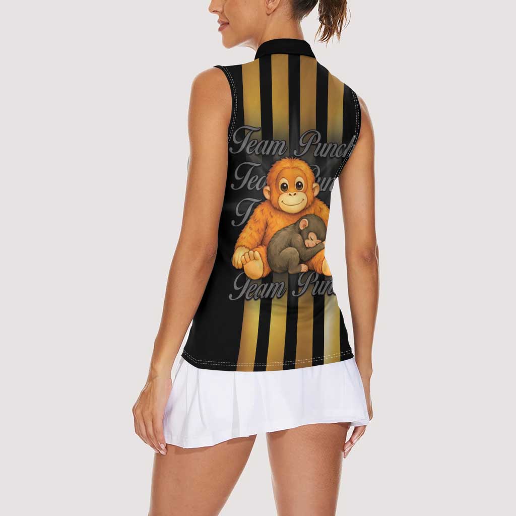 Punch The Monkey Women Sleeveless Polo Shirt Team Punch Monkey