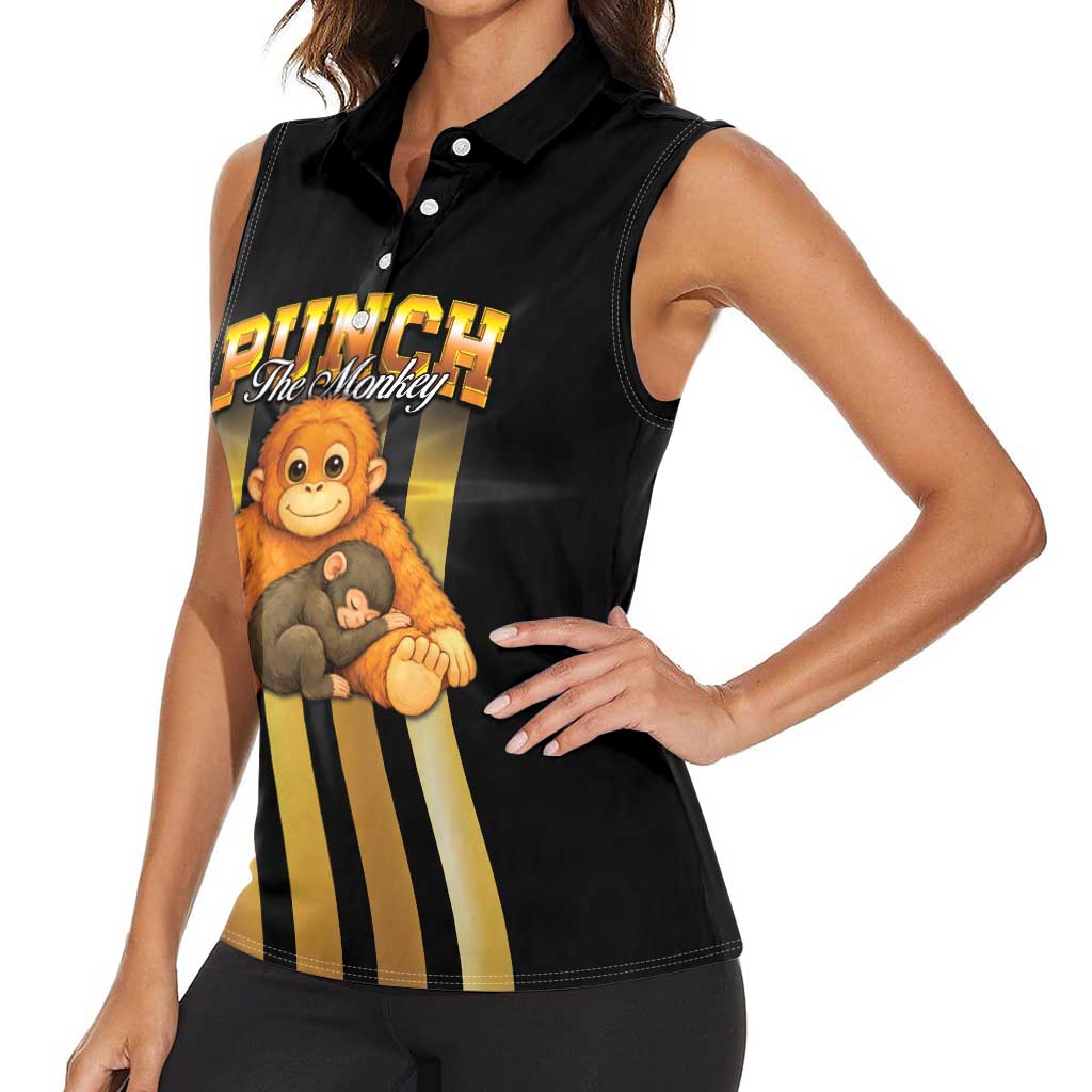 Punch The Monkey Women Sleeveless Polo Shirt Team Punch Monkey