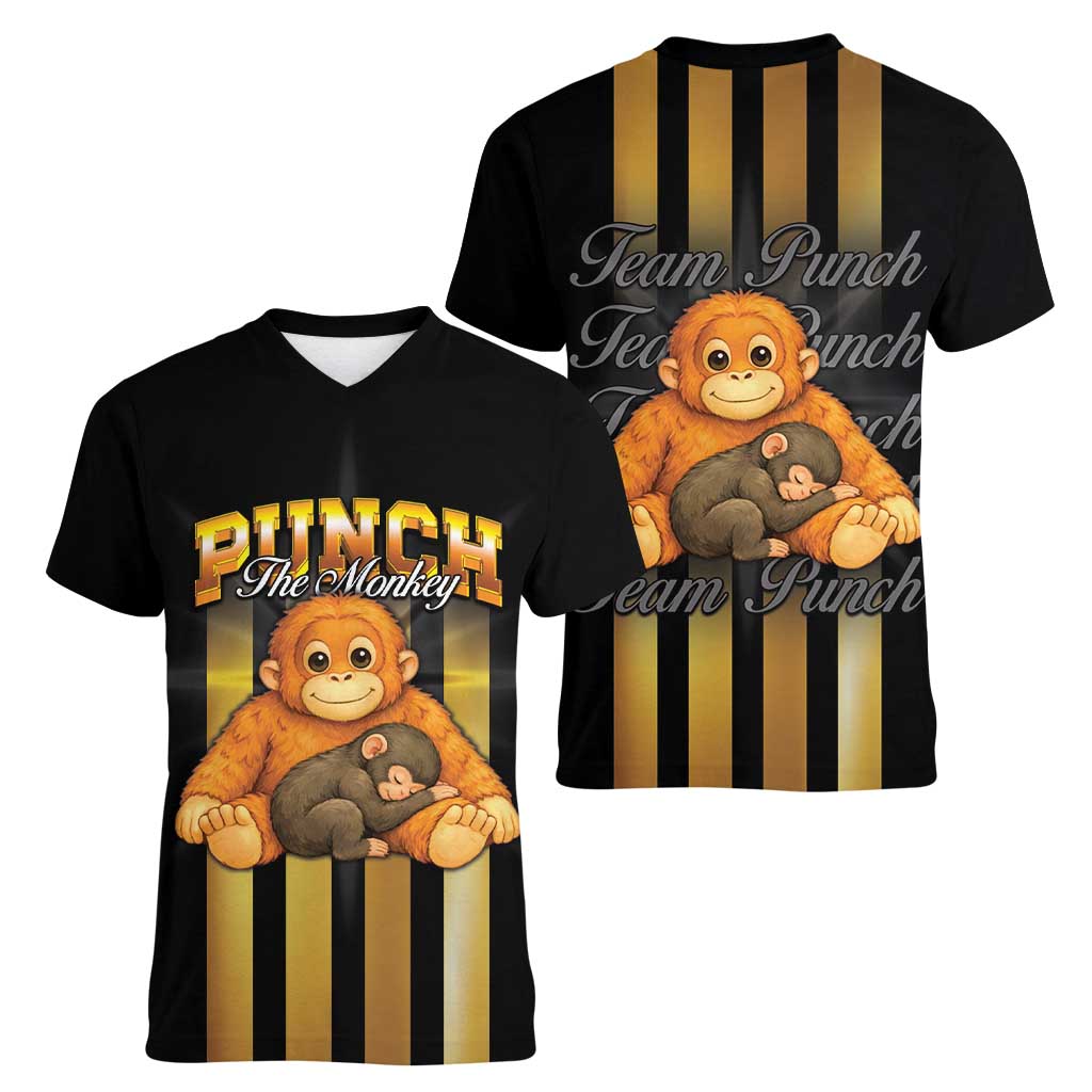 Punch The Monkey Women V-Neck T-Shirt Team Punch Monkey