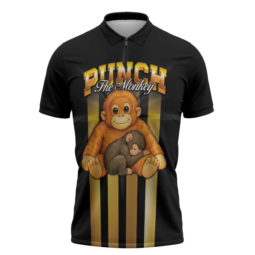 Punch The Monkey Zipper Polo Shirt Team Punch Monkey
