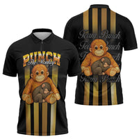 Punch The Monkey Zipper Polo Shirt Team Punch Monkey