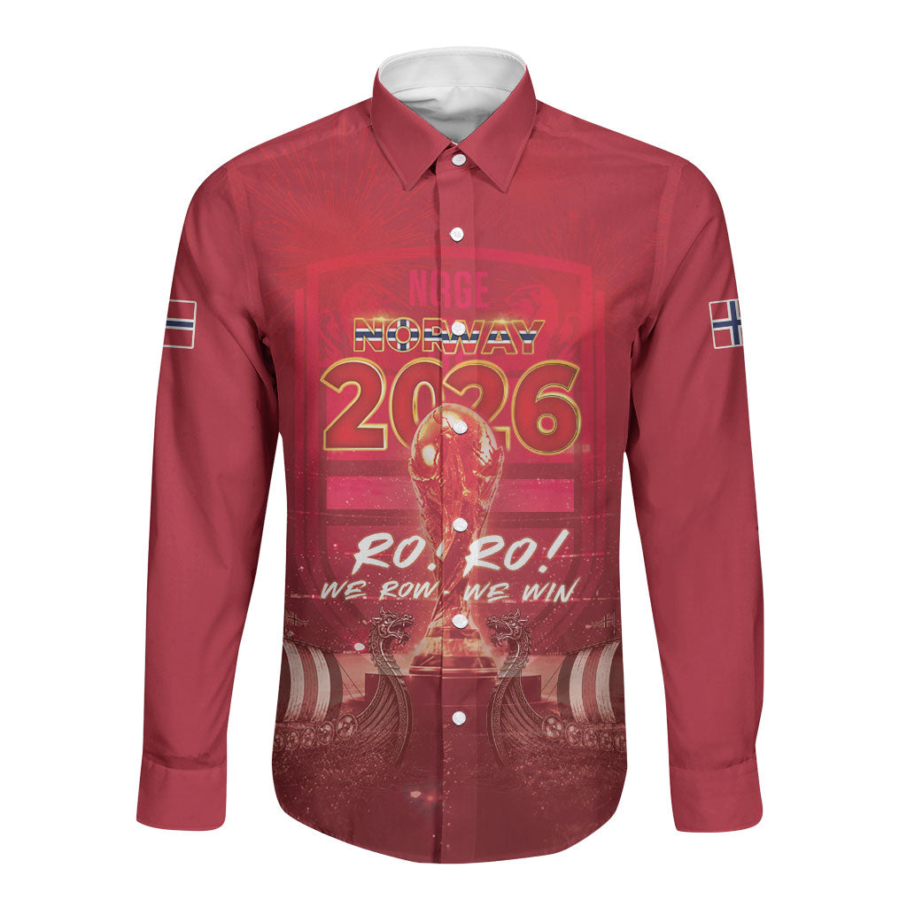 Custom Norge Football 2026 Long Sleeve Button Shirt Glorious Victory