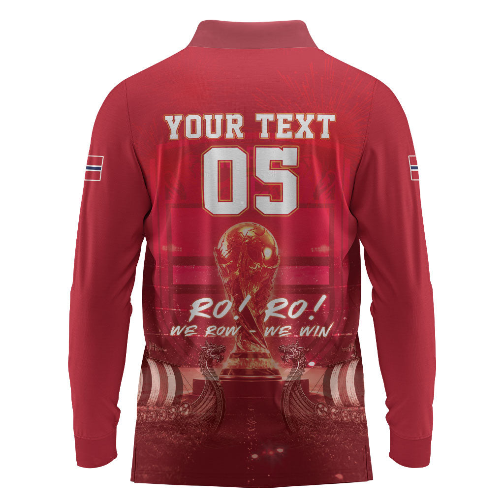Custom Norge Football 2026 Long Sleeve Polo Shirt Glorious Victory