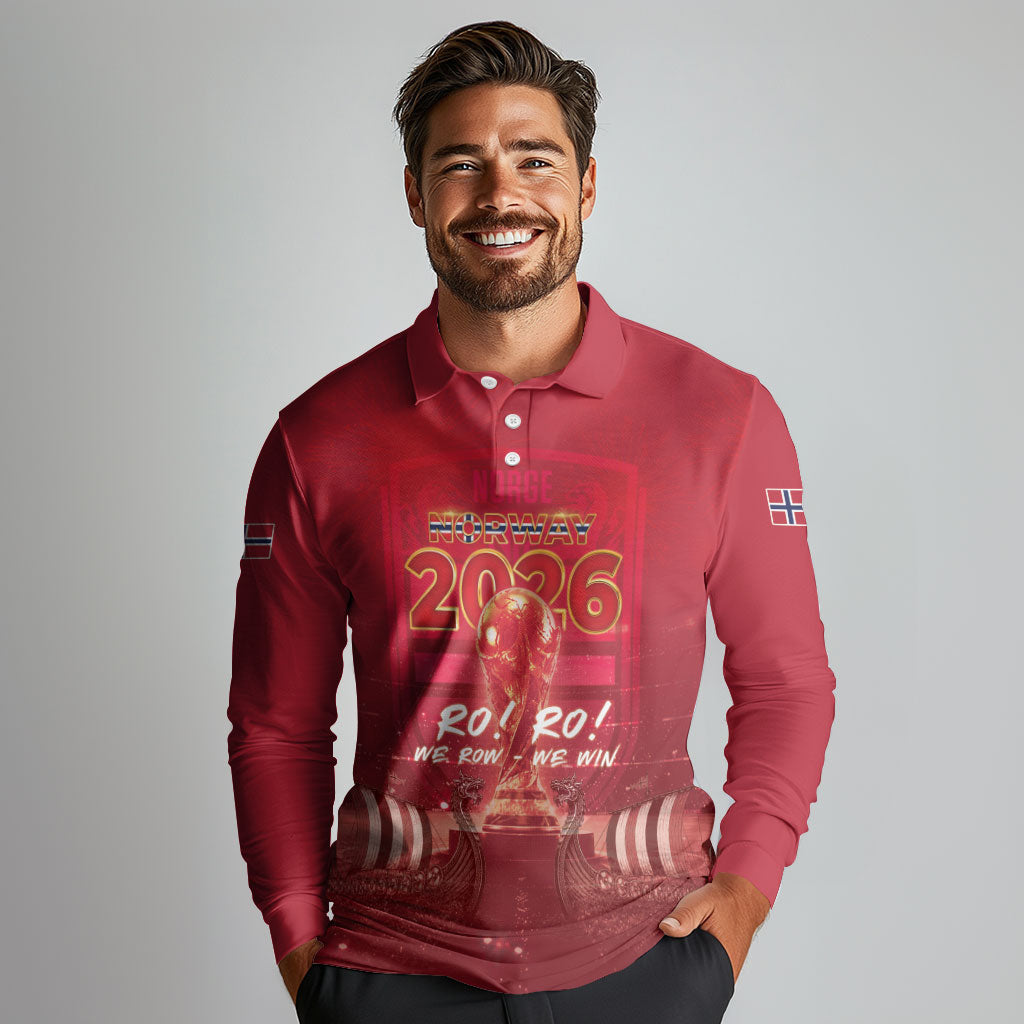 Custom Norge Football 2026 Long Sleeve Polo Shirt Glorious Victory