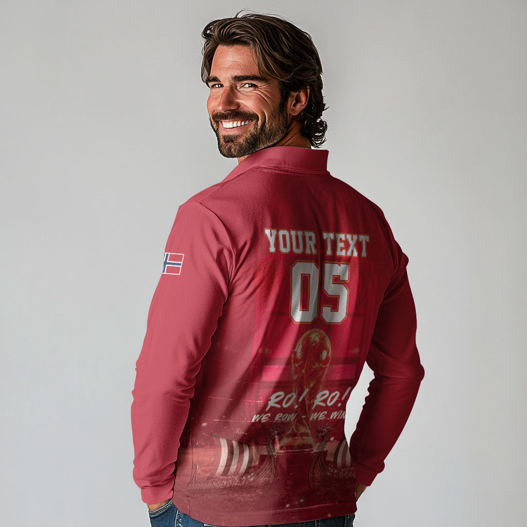 Custom Norge Football 2026 Long Sleeve Polo Shirt Glorious Victory