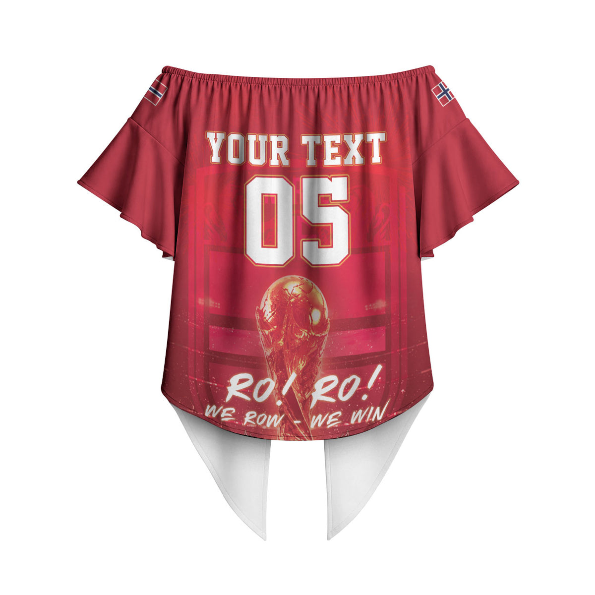 Custom Norge Football 2026 Off Shoulder Wrap Waist Top Glorious Victory