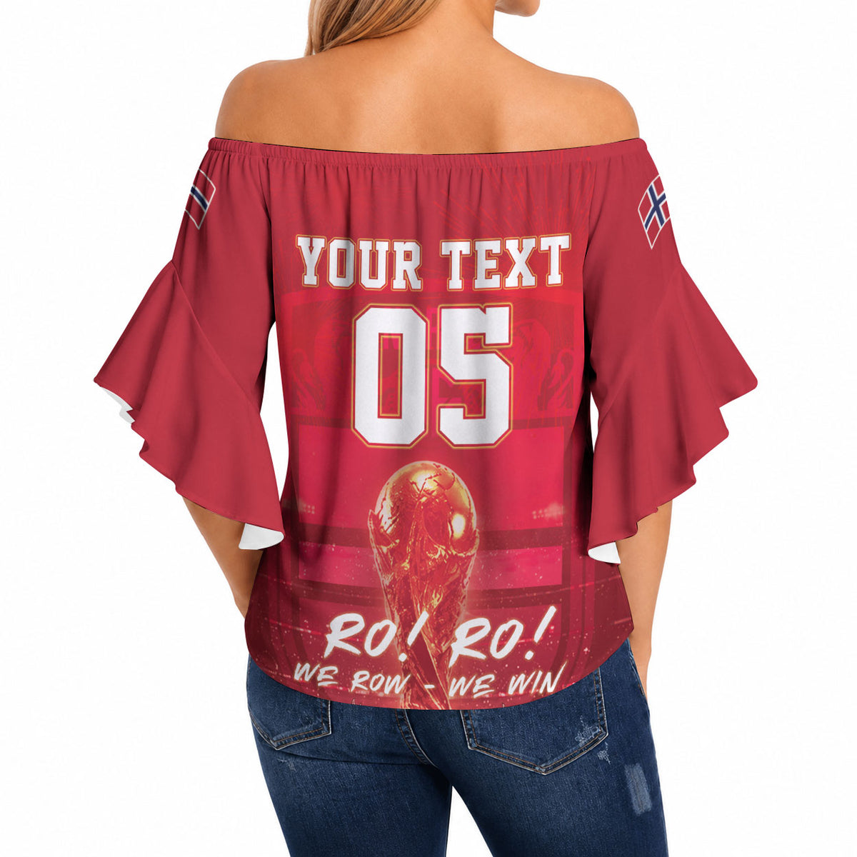 Custom Norge Football 2026 Off Shoulder Wrap Waist Top Glorious Victory