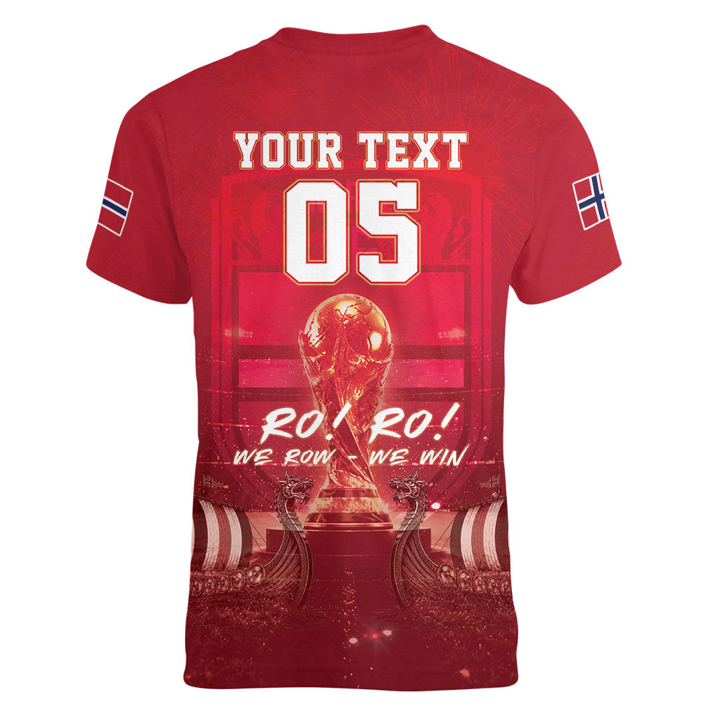 Custom Norge Football 2026 Women V-Neck T-Shirt Glorious Victory