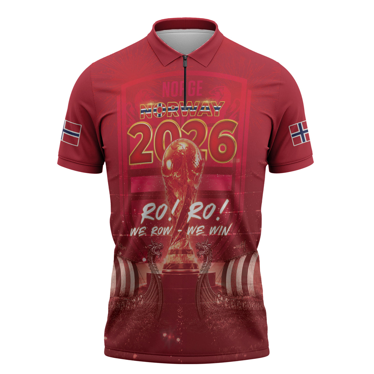 Custom Norge Football 2026 Zipper Polo Shirt Glorious Victory